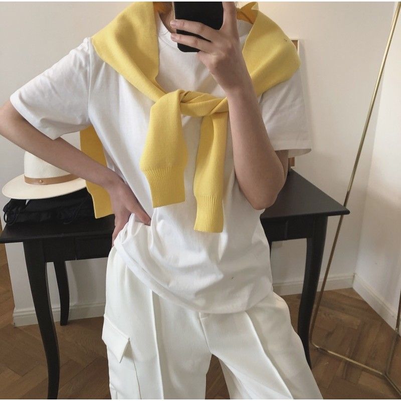 New products of spring and summer in Louvre east gate of South Korea simple holiday wind knitting shawl all over scarf sleeve fake collar children