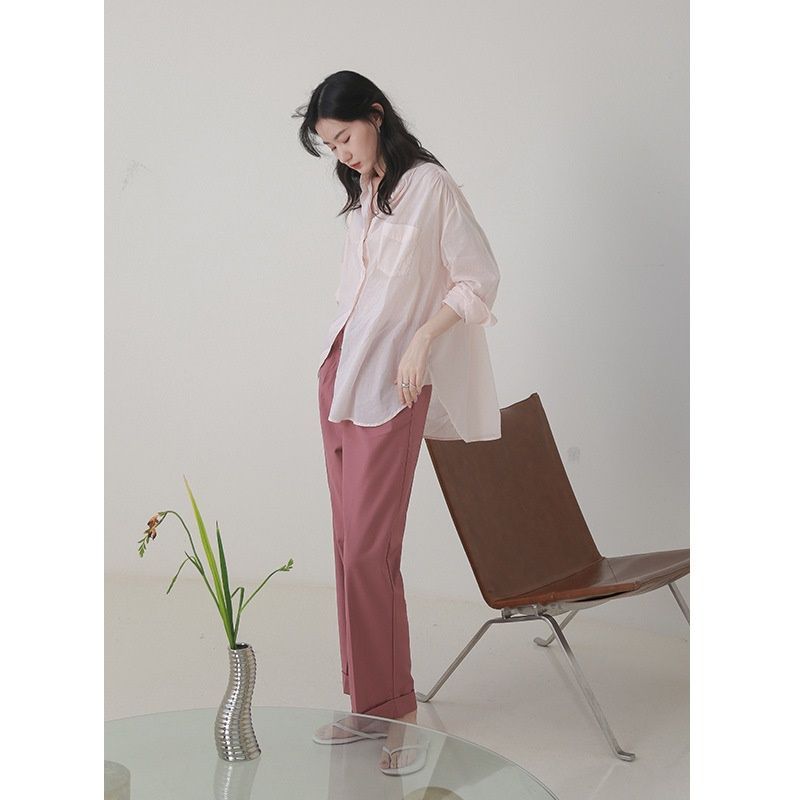 Shirt women 2020 spring new Korean women's cardigan solid color long sleeve shirt urban casual women's 7792