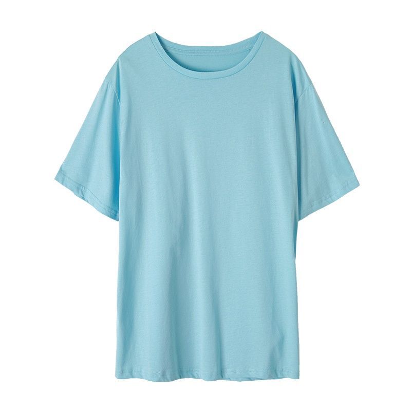 Mulan 2020 South Korea spring new solid color T-shirt women's loose and versatile short sleeve bottoming shirt cotton T-shirt 7853