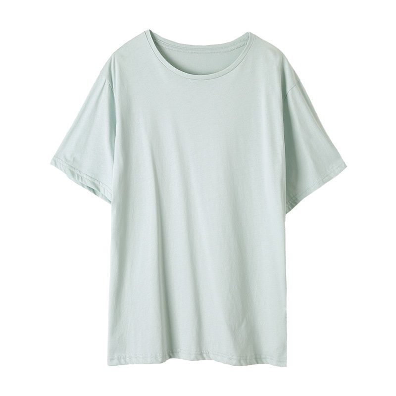 Mulan 2020 South Korea spring new solid color T-shirt women's loose and versatile short sleeve bottoming shirt cotton T-shirt 7853