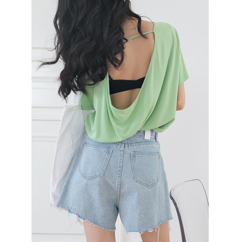 2020 summer new Korean style casual hot pants with irregular burr, high waist and thin denim shorts 8325