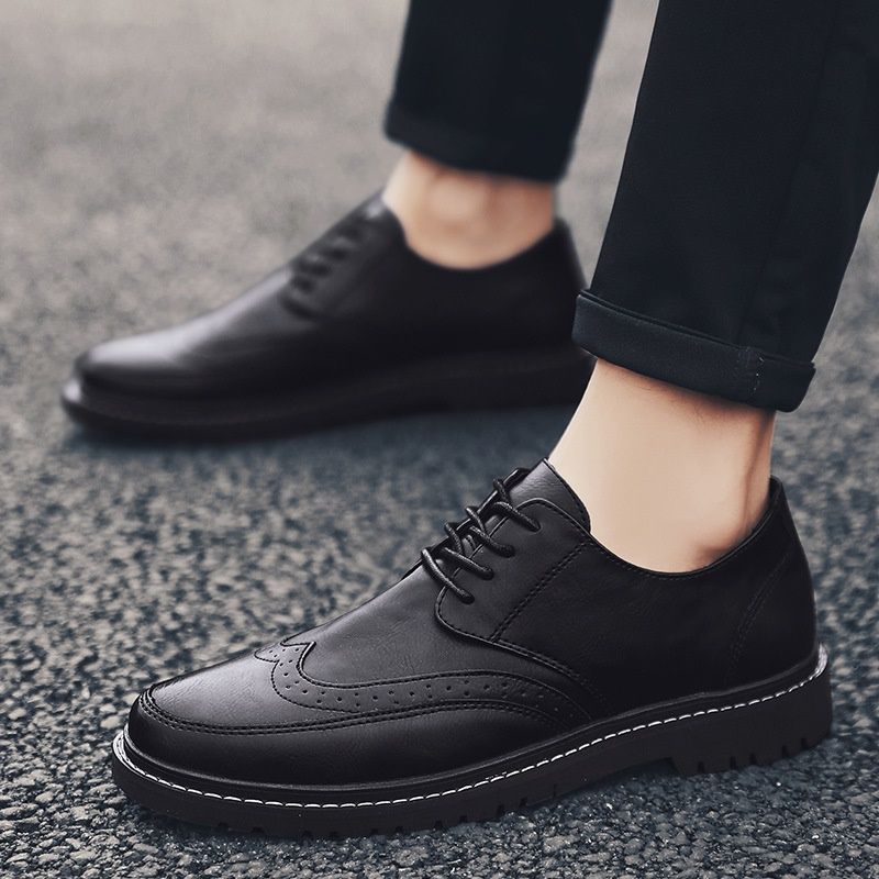 2020 new leisure business leather shoes men's bloc...