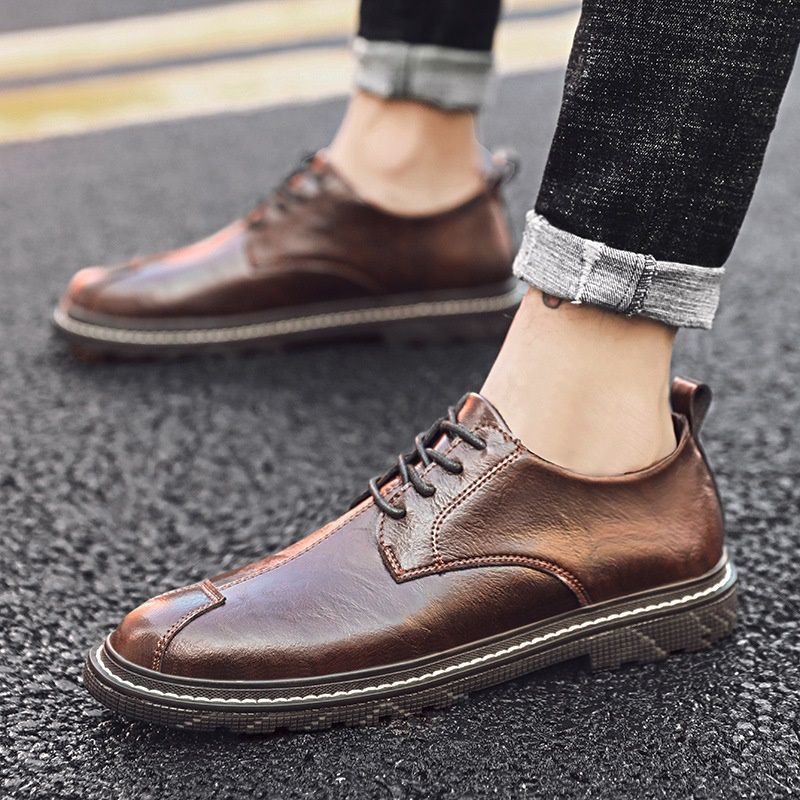 British gentleman men's small leather shoes busine...
