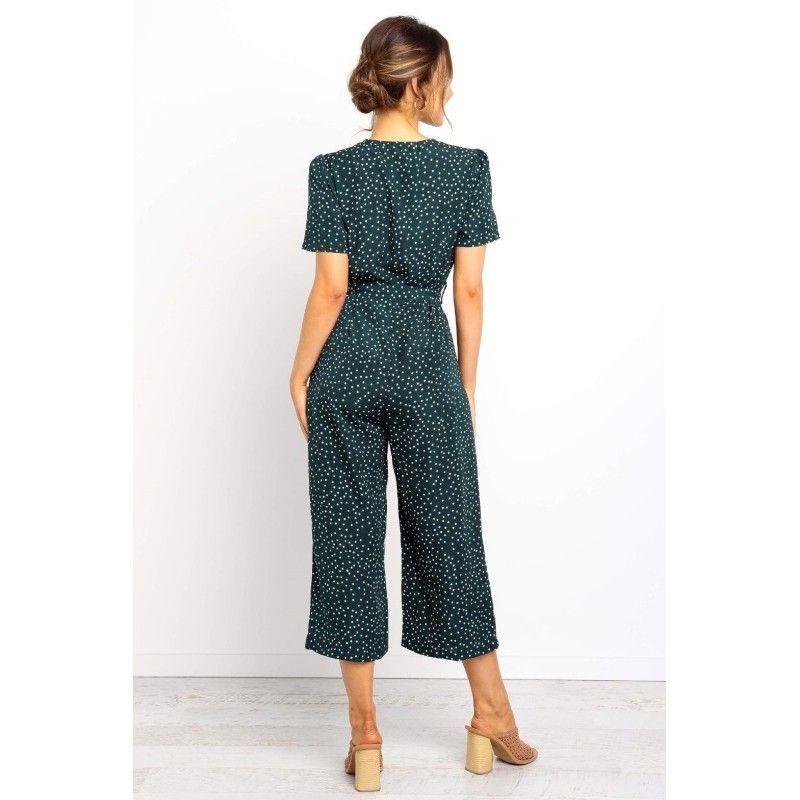 Wish express 2019 Europe and the United States summer cross border popular short sleeve V-neck tie point Jumpsuit women