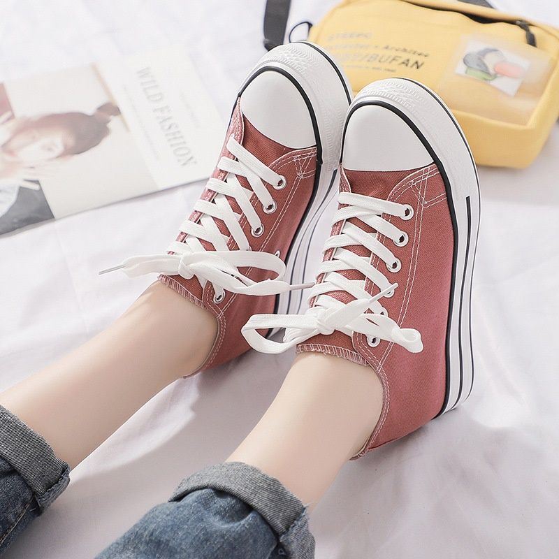 Inner height canvas shoes female student shoes children's 2019 tide shoes new Korean small white shoes female breathable board shoes female tide