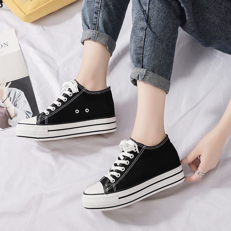Inner height canvas shoes female student shoes children's 2019 tide shoes new Korean small white shoes female breathable board shoes female tide