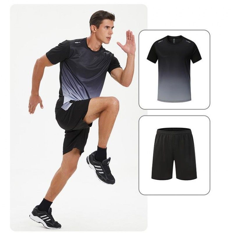 运动套装男士健身服跑步男休闲运动短裤速干紧身衣短袖训练运动装