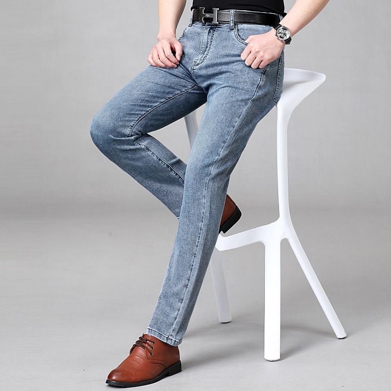 新款男装轻商务高品质牛仔裤中年男士弹力修身经典男款长裤子