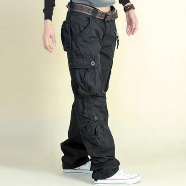 Women's Multi Pocket Sports Pants Loose Tactical Pants Large Casual Pants