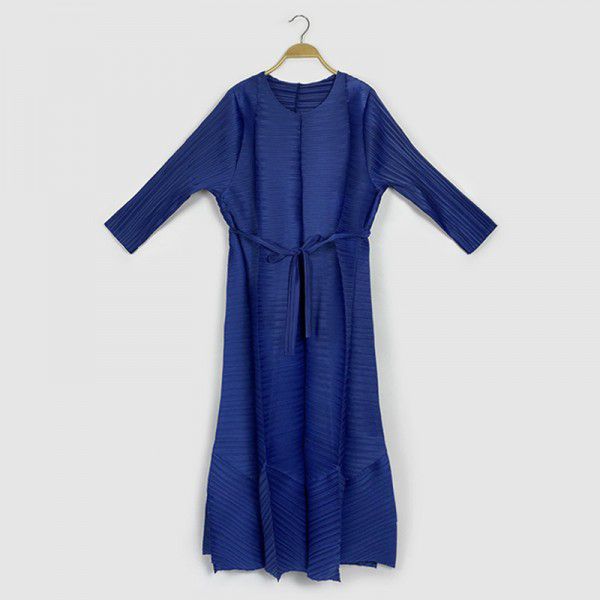 New Mid length Women's Dress Comfortable and Luxury Long Sleeve Round Neck Women's Dress Pleated Dress
