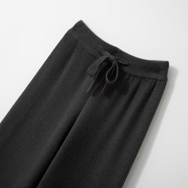 Thickened Wide Leg Pants Women's New Fine Anti Wool Casual Pants Floor Sweeping Pants Women's High Waist Drop Straight Pants 
