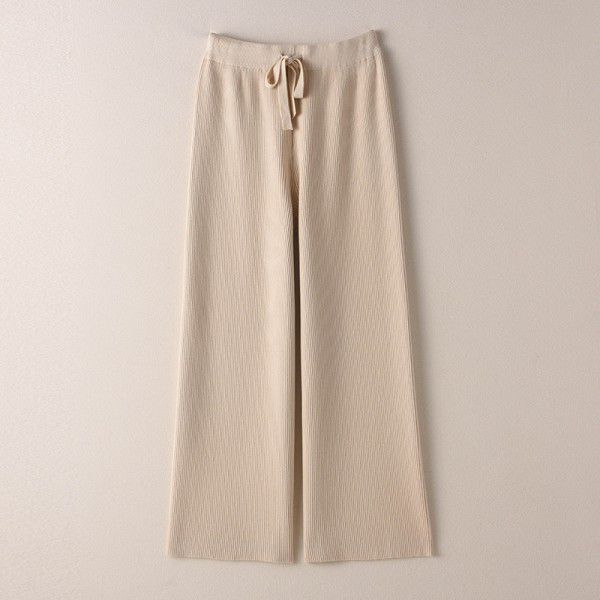 Thickened warm knitted wide leg trousers for women with high waist elastic drape straight leg trousers for small men's floor mops casual leggings 