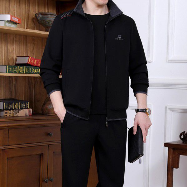 Sportswear 3-piece men's casual sports set Spring and Autumn Running middle-aged men's oversized clothing