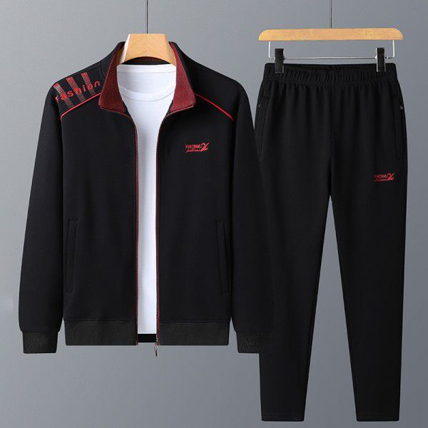 Casual set: pure cotton plush and thickened set: men's cardigan, sweater, cotton pants, casual set