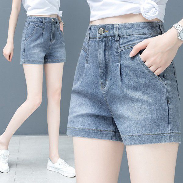 Women's denim shorts, summer Korean wide leg pants, casual loose fitting jeans, women