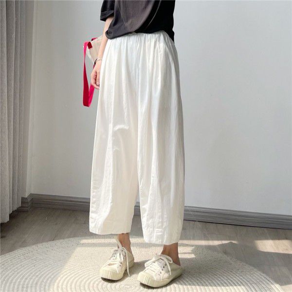 Work attire Japanese style lantern pants, summer loose and slim cropped wide leg pants casual pants