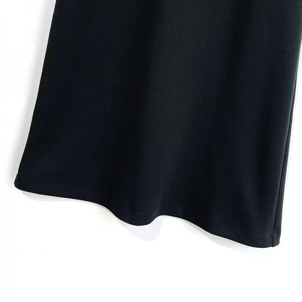 Black Dress Women's Summer High end Casual Loose Straight Round Neck Short Sleeve T-shirt Skirt