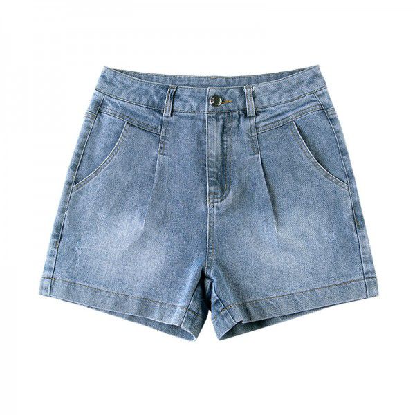 Women's denim shorts, summer Korean wide leg pants, casual loose fitting jeans, women