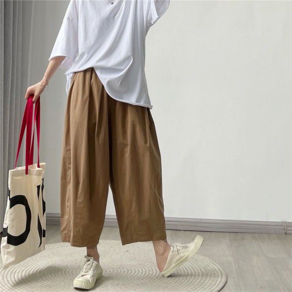 Work attire Japanese style lantern pants, summer loose and slim cropped wide leg pants casual pants