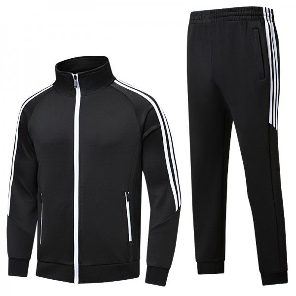 Leisure Sports Set Men's Spring and Autumn Classic Three Bar Outdoor Running Fitness Suit Two Piece Cardigan Coat Men