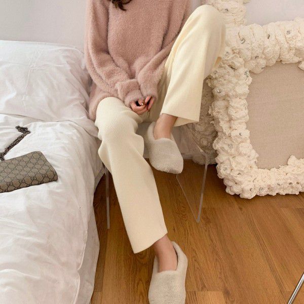 Knitted women's autumn and winter loose fitting high waist slimming Korean version thickened radish pants