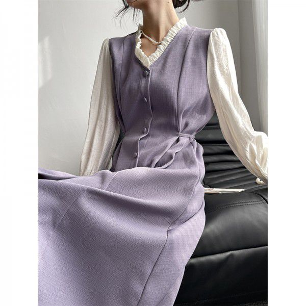 New French V-neck Dress for Women's Spring and Autumn High end Fashion Versatile Dress for Children 