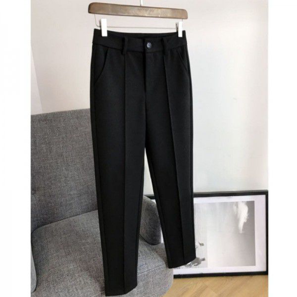 Woolen pants Rocket double-sided tube neat and stylish autumn and winter new slim tapered trousers women's large