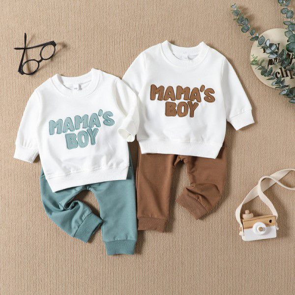 Children's Sweater Set Cotton Boys' Long sleeved Baby Spring and Autumn Children's Wear Pants and Clothes Two Piece Set