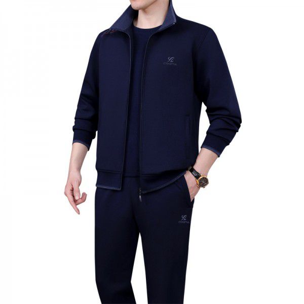 Sportswear 3-piece men's casual sports set Spring and Autumn Running middle-aged men's oversized clothing
