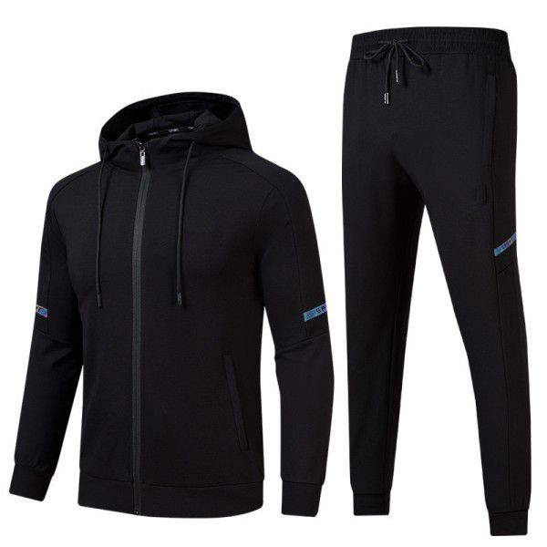 Running, Sports, and Leisure Set for Men's Spring, Autumn, and Winter New High end Hooded Sportswear and Pants Two Piece Set