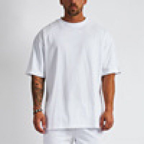 Clothing Men's T-shirt Pure Cotton Drop Shoulder Loose Short Sleeve Fashion Brand Men's T-shirt