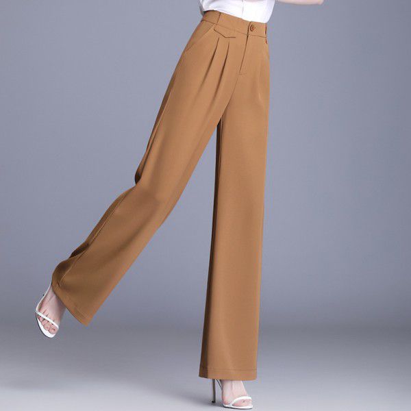 Spring and Summer New Dropping Women's Wide Leg Pants for Outer Wear Narrow Version Wide Leg Large Size Pants High Waist Women's Pants