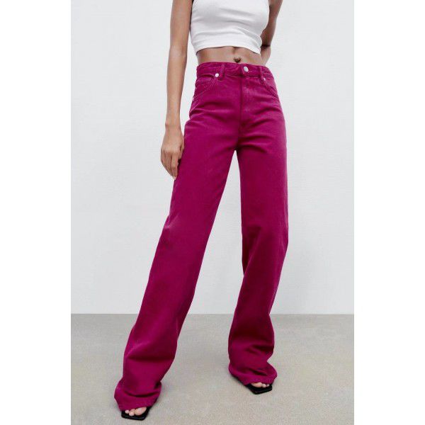 Urban casual versatile color wide leg jeans