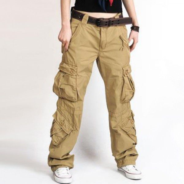 Women's Multi Pocket Sports Pants Loose Tactical Pants Large Casual Pants