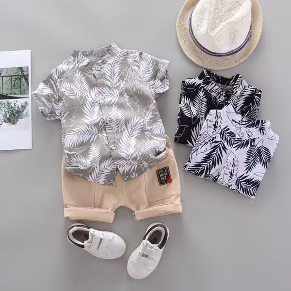 Summer New Boys, Infants, and Babies Set Shirts, Casual Short Sleeve Set, Two Piece Set Fashion