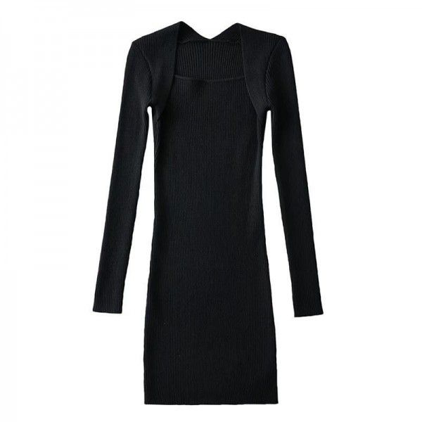 Autumn and Winter Spicy Girls Show Thin Knitted Long Sleeve Dress Women Sexy Wrapped Hip Short Skirt Women