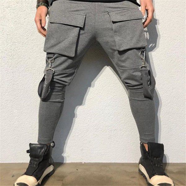 Fall pants men's fashion hip-hop big pocket casual sports pants men's work pants 