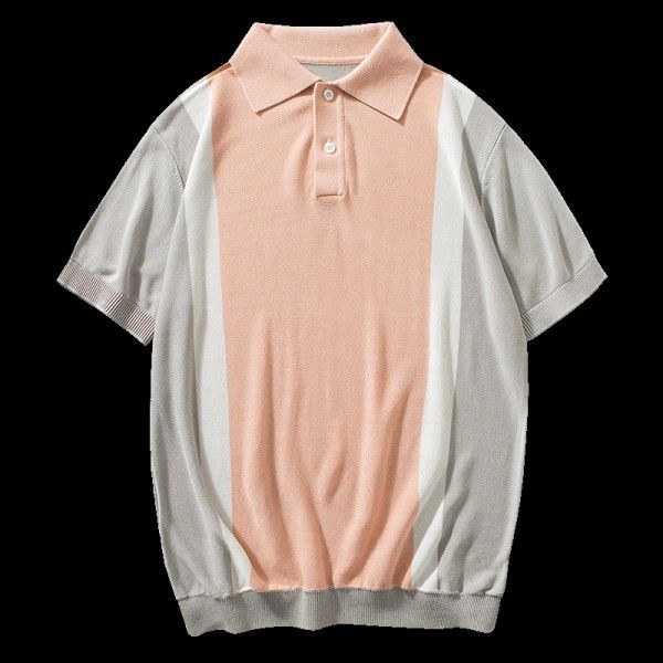 Summer Men's Short Sleeve Solid Plain Polo Short Sleeve T-shirt Loose Casual 