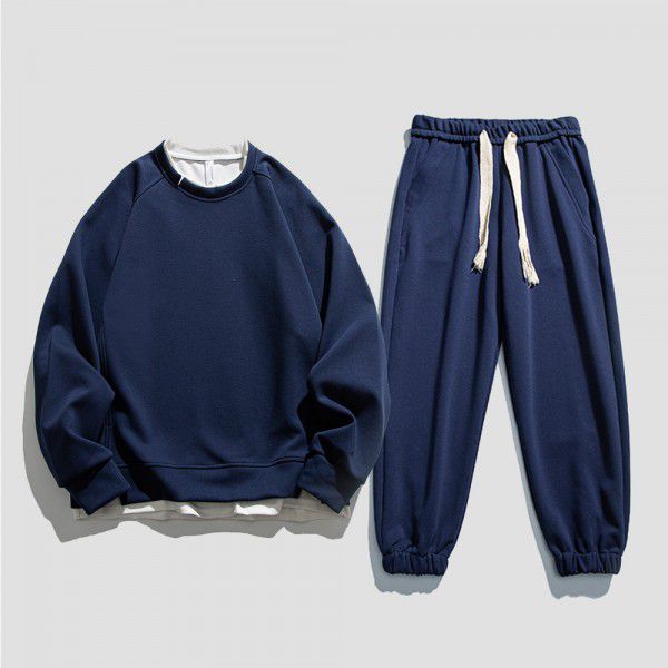 American Sports Set Men's Autumn New Sweater Pants Two Piece Set Fashion Brand Loose Coat Quality Men's Wear