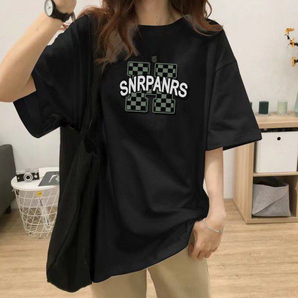 Grey t-shirt women's short sleeved summer Korean loose fitting oversized student buttocks casual top