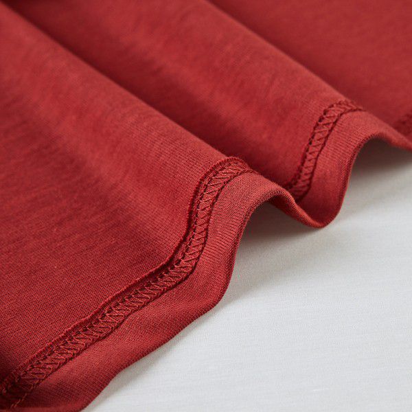 Retro Retro Red Short Sleeve Round Neck T-shirt Solid Cotton Half Sleeve Fashion Men