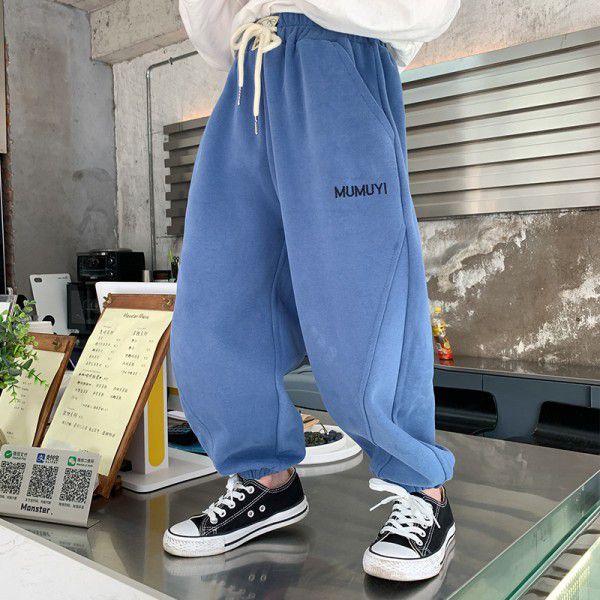 Boys' Baby Pants Spring Loose Fashionable New Children's Small and Middle School Children's Bundle Foot Guard Pants Sweatpants Pure Cotton 