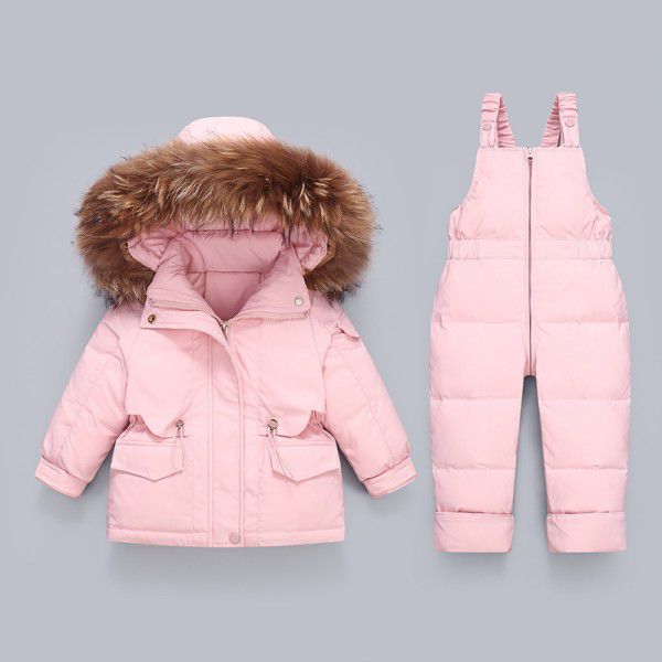 Children's down jacket set for boys and girls, winter baby down jacket two-piece set