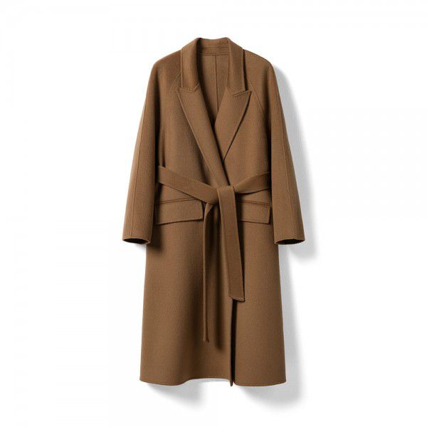 Autumn and winter new double-sided cashmere coat with wool suit collar, long coat, woolen coat, cashmere coat 