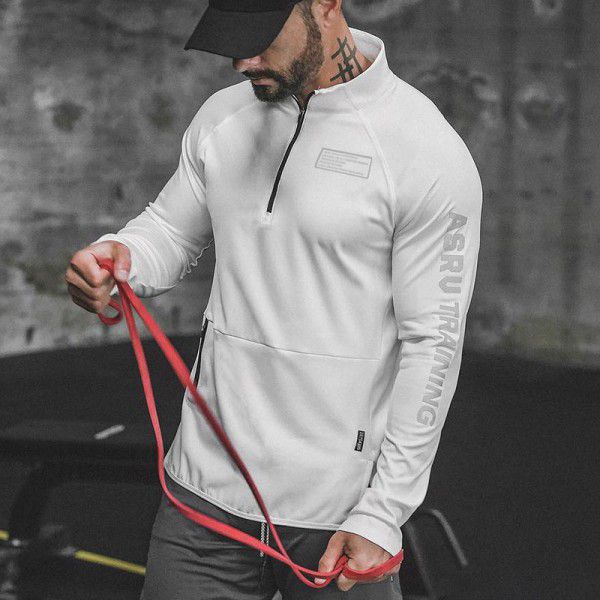 Men's spring and autumn hoodies, men's thin solid color sports jacket, trendy reflective printed casual top