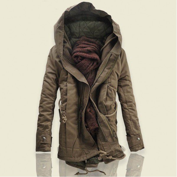 Cotton jacket men's new enlarged, thickened, loose fitting mid length hooded warm jacket