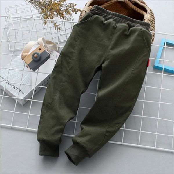 Winter middle and large children's new thickened cotton warm children's trousers, sanded stretch cotton jacket for boys and girls 