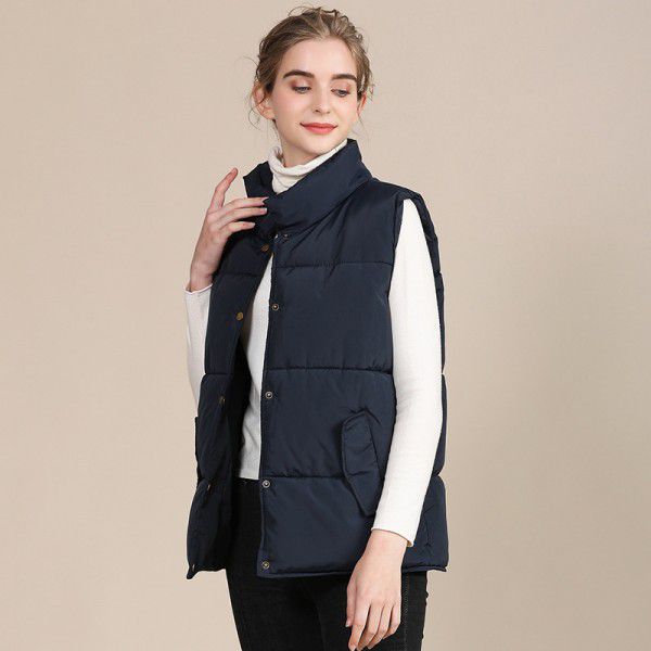 Cotton vest women's autumn standing collar sleeveless cotton vest vest women's jacket