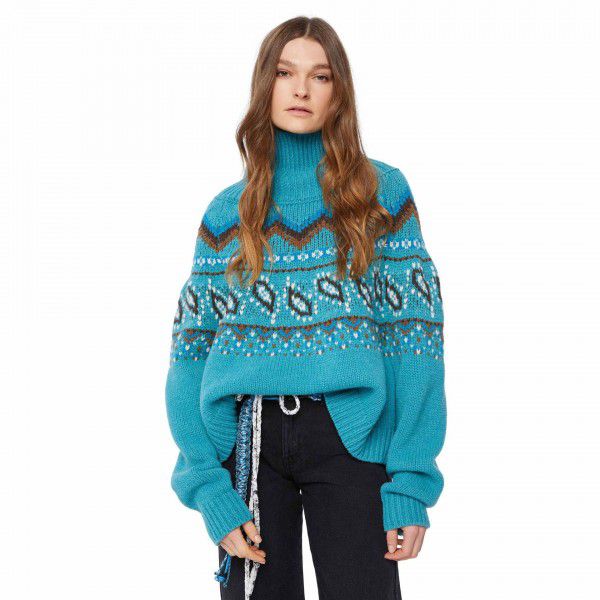 Autumn and winter women's retro printed sweater, women's lazy knit sweater, women's loose casual jacket, women's outerwear