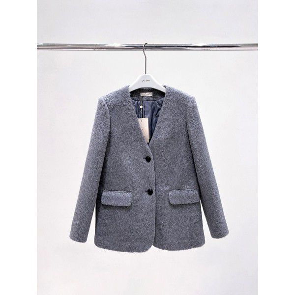 Coat women's winter intellectual temperament gray short coat wool suit 
